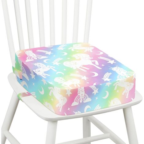 Rehausseur Chaise Enfant, Lavable Coussin Rehausseur avec 2 Sangles Réhausseurs pour Enfant 36 x 32 x 10 cm (1/5)