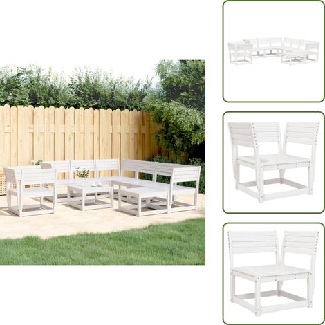 Muebles de jardín de madera - vidaXL Juego de muebles de jardín 8 piezas madera maciza pino blanco - Muebles de jardín modulares