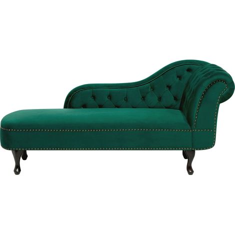 Right-Hand Chaise Lounge NIMES Velvet Green