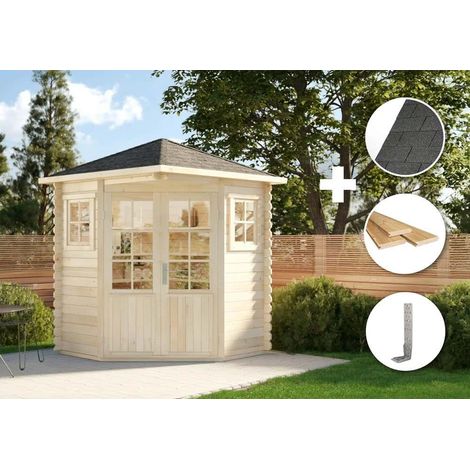 Alpholz ECO Set - Gartenhaus 5-Eck Modell Sunny-A Gartenhaus aus Holz, Holzhaus mit 28 mm Wandstärke Blockbohlenhaus (1/5)