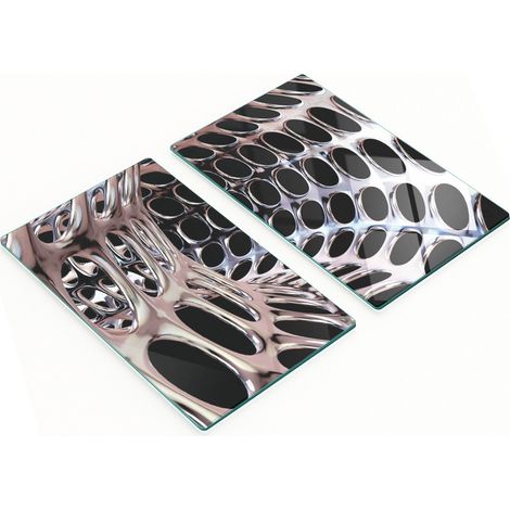 Tablas de servir de cristal para cocina con gráficos, túnel de metal, 2 x 30 x 52 cm (1/5)