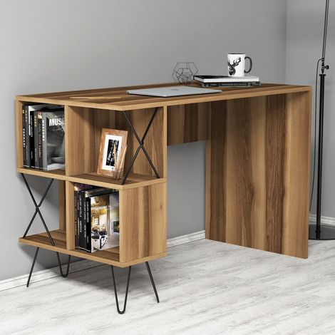 Schreibtisch Vita, 5 Regale, 4 Fächer, Farbe Regal Braun, 120x60x79h cm Dunkle Eiche (1/4)