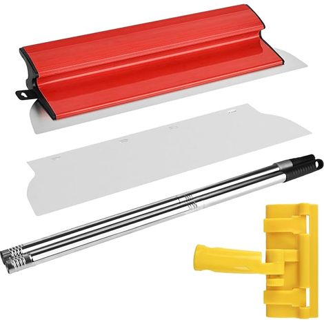 Kit de spatules de surface de 40 cm avec lame en acier inoxydable, poignée en Z et poignée d'extension de 1,2 m, outils de skimming pour de grands espaces de travail, décoration murale, (1/5)