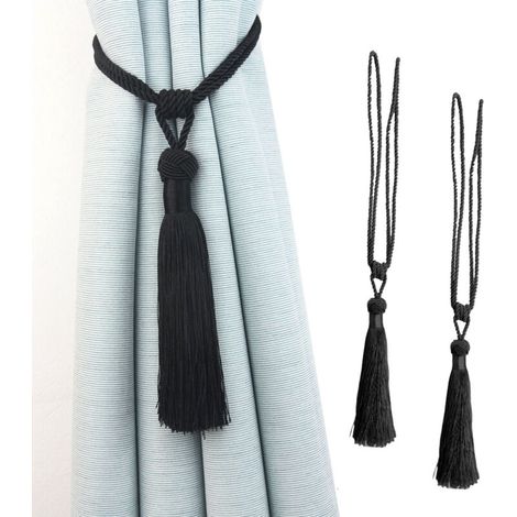 Fermacravatte per tende con nappe – Set di 2, realizzati in corda intrecciata a mano, eleganti e decorativi, per interni di casa o ufficio.