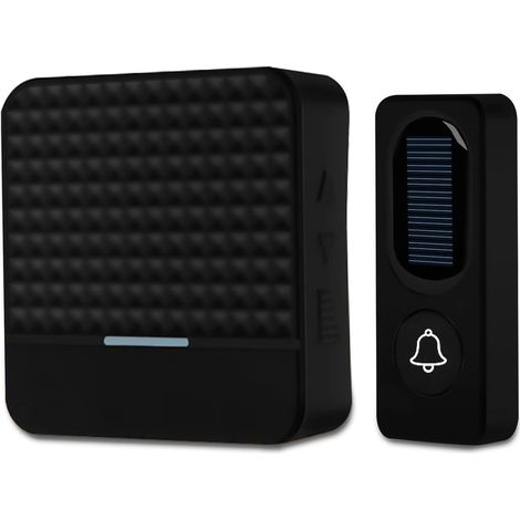 Kit de sonnette sans fil, kit de sonnette sans fil intelligent avec bouton à énergie solaire et carillon enfichable pour volume domestique à 4 niveaux