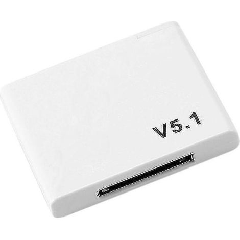 Receptor de audio Bluetooth 5.1 con conector de 30 pines, adaptador inalámbrico A2DP para música de alta fidelidad, blanco