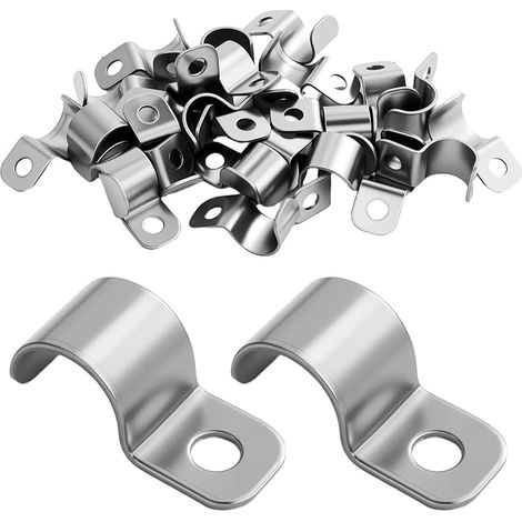 Lot de 30 colliers de serrage Ø 11 mm - Alliage d'acier inoxydable - Collier de serrage à trou unique - Colliers de serrage - Trou unique - Fixation de clôture à double fil (1/5)
