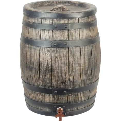Récupérateur d'eau en forme de barrique - NATURE - En PE rotomoulé - 120 litres - Inclus accessoires (1/5)