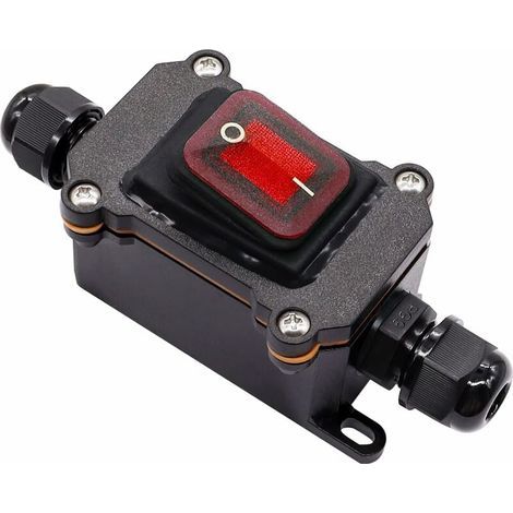 IP67 wasserdichter Kabelschalter, Ein/Aus-Leitungsschalter, Wippschalter, 220 V AC, wasserdichter DPST-Stecker, 4 Anschlüsse mit roter LED, dualer Ein- und Ausgang, H-K062-KCD4-201N-RW-220V-LS (1/5)