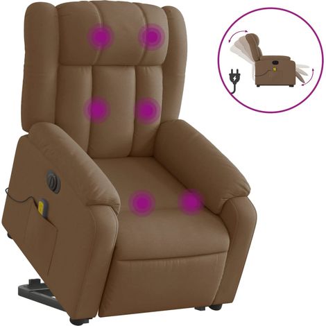 Maison Exclusive - Poltrona Alzapersona Massaggiante Elettrica Marrone Tessuto (1/5)
