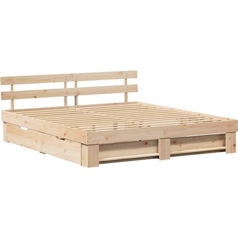 Lit double,Lit adulte,Cadre de lit avec tiroir Marron 200 x 200 cm Bois massif en pin CFW4339392 (1/5)
