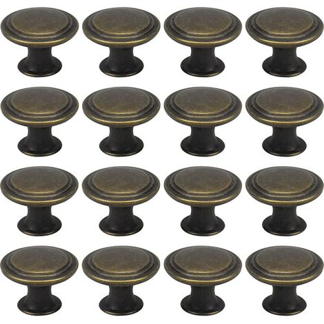 16 PCS Boutons de Placard Vintage 30mm Poignées de Porte Rond pour Meuble Armoire Cuisine Tiroir avec Vis (1/5)
