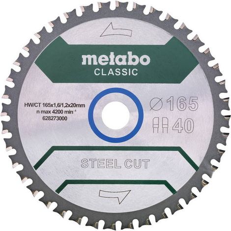 Lama per sega circolare Steel Cut Classic Metabo 628273000 Diametro:165 mm Numero di denti:40 Spessore:1.6 mm N/A (1/4)