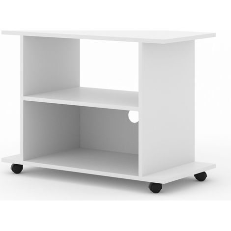 Niedriger TV-Schrank mit Rädern Yogi Cm 80 x 40 x 60H Farbe Weiß (1/3)