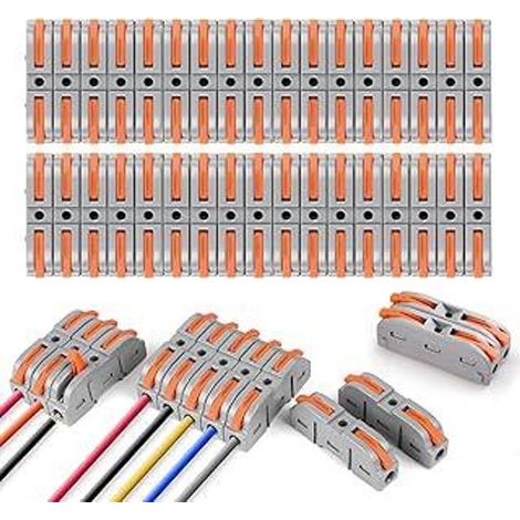 Connecteurs de câbles 34 pièces, borniers SPL-1, serre-câbles électriques à levier, bornes de connexion SPL2-5 combinables librement pour installation électrique 4 mm², connecteurs traversants