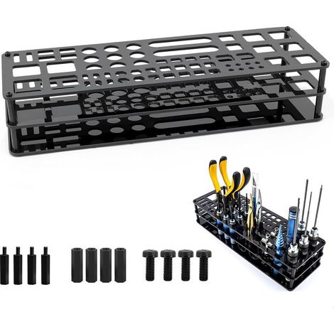 Support Tournevis, Porte Outils avec 63 Trous, Peut Ranger Pinces Ciseaux et D'autres outils, Rangement Outils Support Multifonction pour Ateliers, Garages et Établis, Noir (1/5)