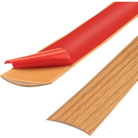 Bande de seuil en PVC de 100cm, bandes de transition de sol, bandes de revêtement de sol stratifié, bande de séparation de porte de sol auto-adhésive (100cm-5cm-Grain de bois jaune) (1/5)