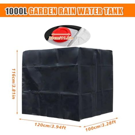 Bache pour Cuve IBC, 210D Réservoir d'eau Couvercle, Bache pour Cuve IBC 1000L – Housse de Protection Anti-UV et Anti-Poussière (120 x 100 x 116 cm) (1/4)