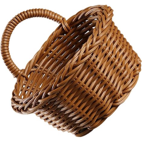 Panier de rangement suspendu SHERCHPRY en rotin synthétique marron, tressé multifonctionnel (1/5)