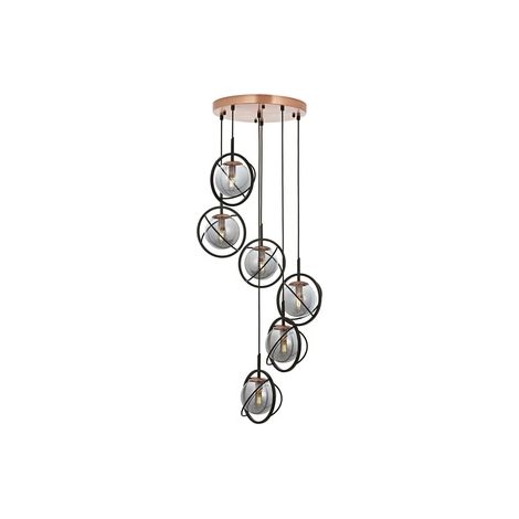 WellHome Lámpara de techo, metal, negro, colección Bled, 140x40x40, casquillo 6 x E 14 Max 40 W