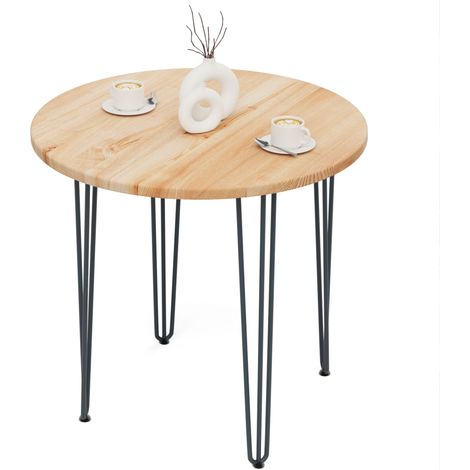 Tisch rund 80 cm Stärke: 28mm, Farbe: Natur, Beine: Anthrazit (1/5)