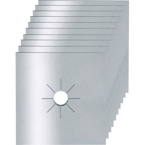 Lot de 10 housses de protection pour cuisinière à gaz, épaisseur 0,2 mm, imperméables, réutilisables et résistantes à la chaleur, en fibre de verre argentée.