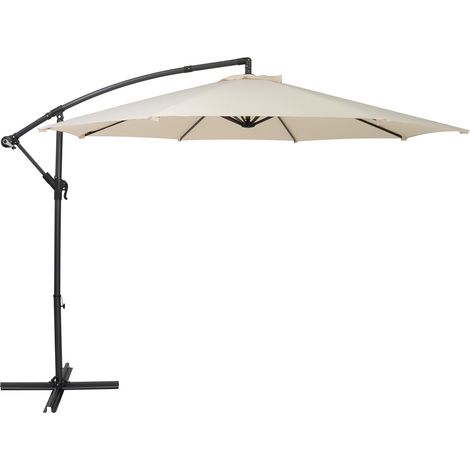 Ausleger-Sonnenschirm 3m – Creme Hängender Ampelschirm Garten