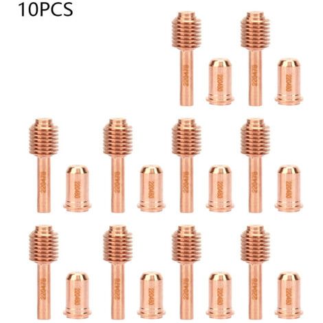 Électrodes consommables pour découpe Plasma 220478 + 10 buses 220480, pointe pour découpeur Plasma, 10 pièces