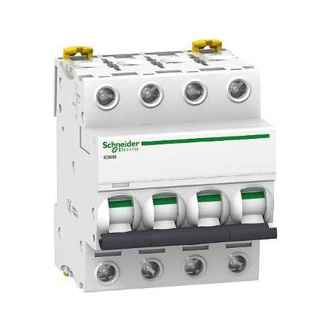Interruptor termomagnético SCHNEIDER IC60N 4 polos 2A - curva C, protección eficaz.