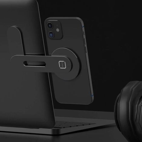 Sollbry Support réglable pour ordinateur portable, support de téléphone magnétique, support d'extension d'ordinateur pliable portable, noir (1/3)