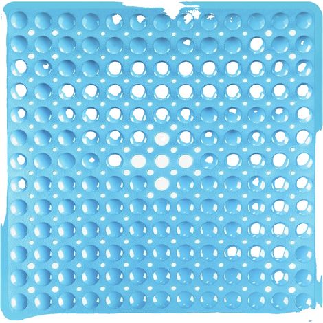 Tapis de Douche, Design Antidérapant, Texture Douce en Galets, 53x53cm, Bleu uni (1/2)