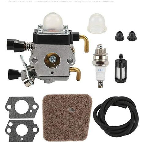 Kit carburateur C1Q-S97 compatible Stihl HS45 FS38 FS45 FS46 FS8, fourni avec capot de filtre à air pour débroussailleuse et taille-haie. (1/4)