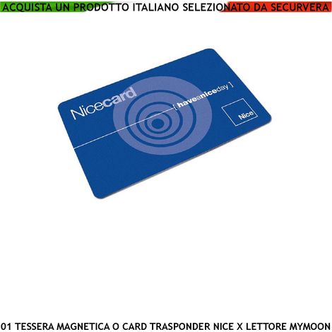 Trasponder Tessera Magnetica Card RFID Badge Vergine Banda Personale di Prossimità Lettura Codice Univoco a Sfioramento Mymoon Mocard per lettori di Prossimità NICE MOM EDS e EDSI Logica Bancomat (1/2)