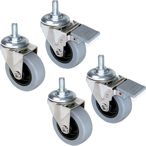 Emuca Rollen mit Gewindestift M8, D. 50 mm, Stahl und Kunststoff, Grau, 4 St. (1/2)