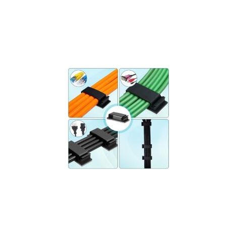 10 clips autoadhesivos para la gestión de cables, soportes duraderos, para TV, PC, portátil, cables Ethernet, hogar y oficina - Crezuo (1/3)