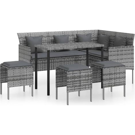 Couch Sofa Set Grey PE Rattan Large Modular Couch Sofa Set vidaXL (1/5)