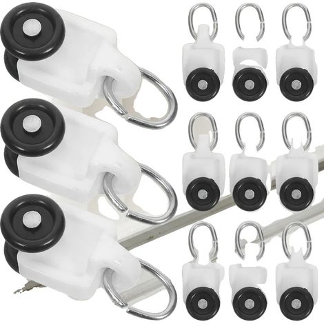 Ruote per binari per tende, design a due ruote, struttura in plastica, funzionamento fluido, compatibili con vari binari, ideali per l'uso in casa e in bagno. (1/5)