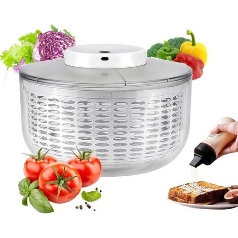 Essoreuse à Salade 6L Grande, Essoreuse a Salade Electrique avec Couvercle, Professionnelle Essoreuse Salade Automatique sans Fil,Base Antidérapante (1/5)