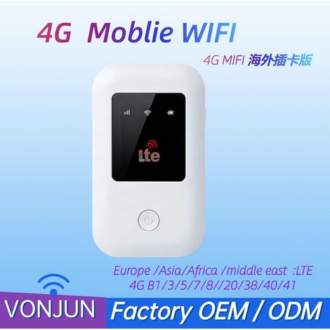 4G Router Portable WiFi 4G Wireless SIM Card Mobile Router Wireless Network Hotspot MIFI Southeast Asia -- White (1/3)