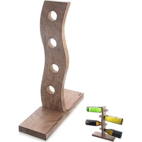 Portabottiglie in legno per 4 bottiglie, colore MANGO, dimensioni 30,5x39,5 cm.