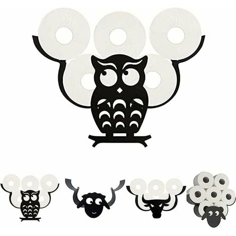 Portarrollos de papel higiénico con forma de animal, bonito portarrollos de papel higiénico de pared con forma de animal para dormitorio, cocina, búho, accesorios de baño (1/4)