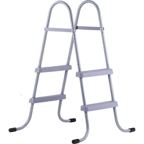 Mophorn Escalera para piscina desmontable de 2 peldaños con capacidad de 136 kg, equipada con pasamanos ergonómicos y patas de goma, ideal para piscinas elevadas de 83,8 cm
