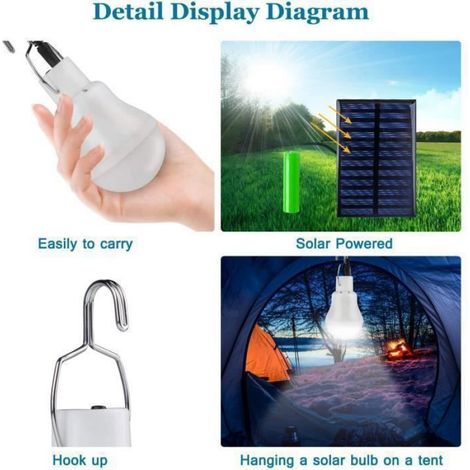 Lampe Solaire - LED - Autonomie 4 à 6 H - Suspension Possible - Blanc - 1 Pièce (1/4)