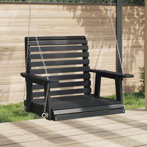 Chaise balançoire de jardin,Siège de Terrasse Chaise d'extérieur chaînes en métal bois massif sapin CFW28585 (1/5)