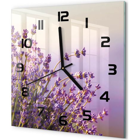 Horloge Murale Carrée Cuisine en Verre Silencieuse Design Moderne Décorative Lavande 30x30 cm (1/5)
