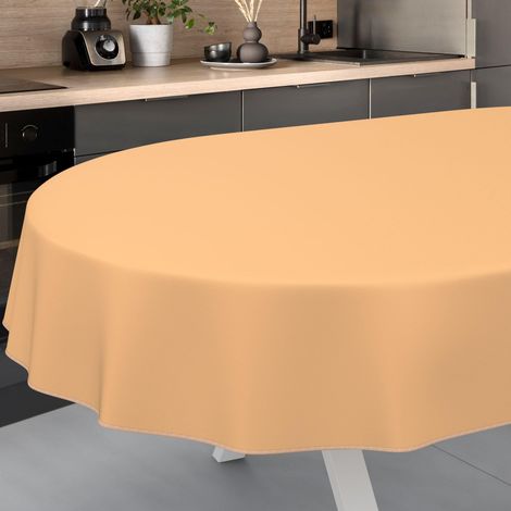 Nappe en Toile cirée Lavable, pour Table de Jardin, pour l'extérieur et l'intérieur, Ovale, avec Ourlet, Abricot - 220 x 140 cm (1/5)