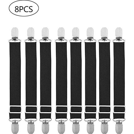 Lot de 8 pinces à drap réglables élastiques pour fixer les draps housse, maintenant les coins de matelas en place