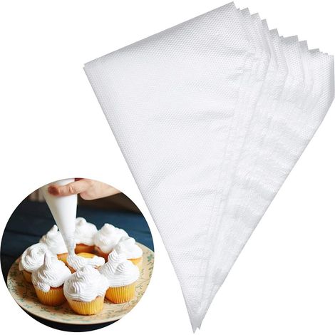 Lot de 100 poches à douille jetables, poches à douille professionnelles jetables, poche à douille moyenne pour décorer pâtisseries, gâteaux, biscuits et autres préparations maison (transparentes) (1/4)
