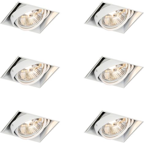 Set of 6 Recessed Spotlights White GU10 AR70 Trimless - Oneon