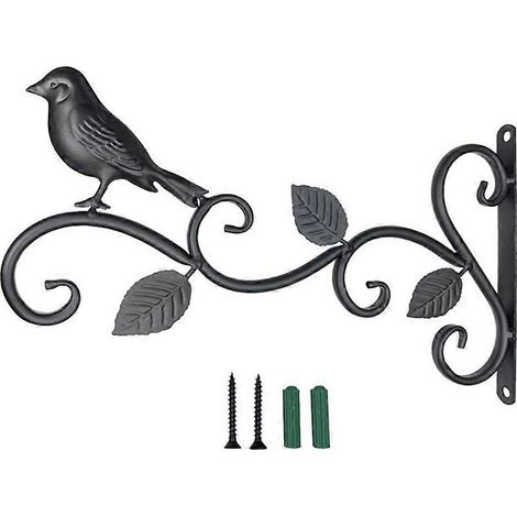 1. Support mural en fer pour suspendre plantes, mangeoire à oiseaux, lanterne et carillon à vent – crochet solide et décoratif. (1/4)
